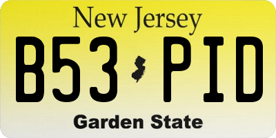 NJ license plate B53PID