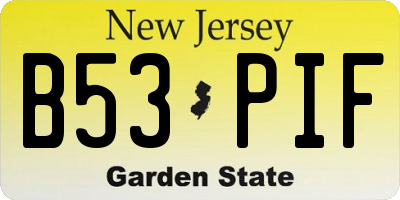 NJ license plate B53PIF