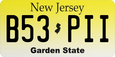 NJ license plate B53PII