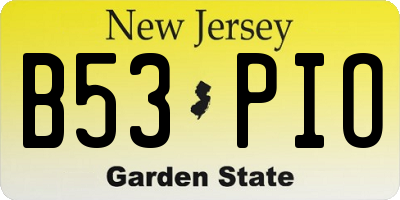 NJ license plate B53PIO