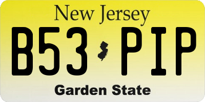 NJ license plate B53PIP