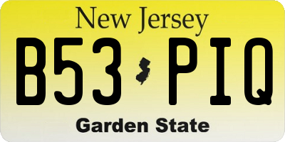 NJ license plate B53PIQ