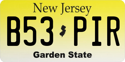 NJ license plate B53PIR
