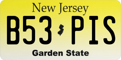 NJ license plate B53PIS
