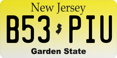 NJ license plate B53PIU