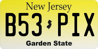 NJ license plate B53PIX