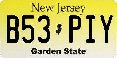 NJ license plate B53PIY