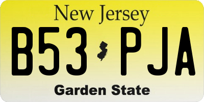 NJ license plate B53PJA