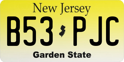 NJ license plate B53PJC