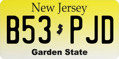 NJ license plate B53PJD