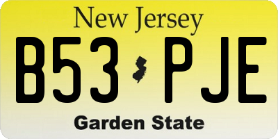 NJ license plate B53PJE