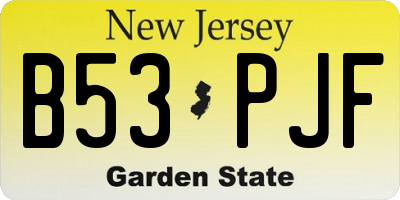 NJ license plate B53PJF