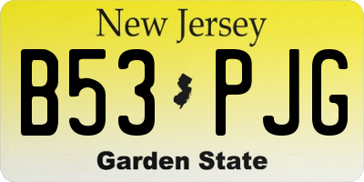 NJ license plate B53PJG