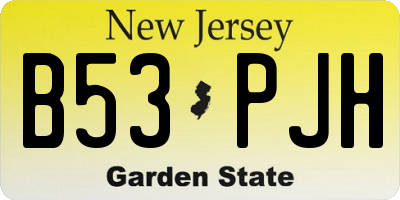 NJ license plate B53PJH