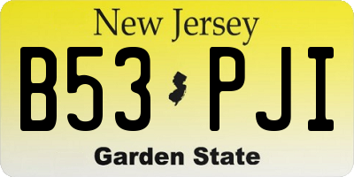 NJ license plate B53PJI