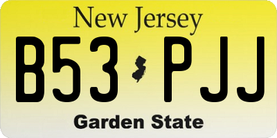 NJ license plate B53PJJ
