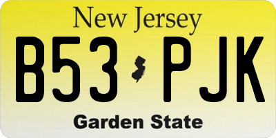 NJ license plate B53PJK