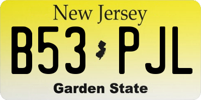 NJ license plate B53PJL
