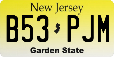 NJ license plate B53PJM