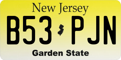 NJ license plate B53PJN