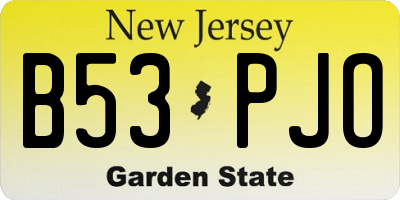 NJ license plate B53PJO