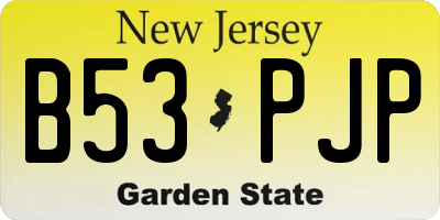 NJ license plate B53PJP