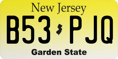 NJ license plate B53PJQ