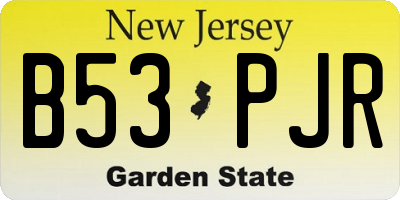 NJ license plate B53PJR