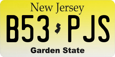 NJ license plate B53PJS