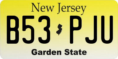 NJ license plate B53PJU