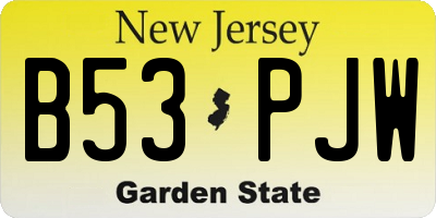NJ license plate B53PJW