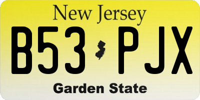NJ license plate B53PJX