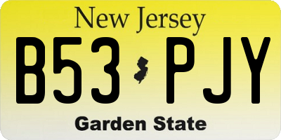 NJ license plate B53PJY