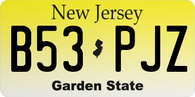 NJ license plate B53PJZ
