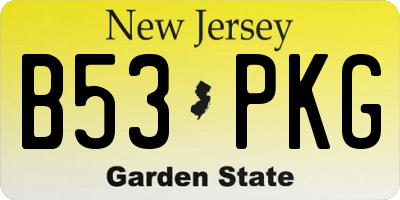 NJ license plate B53PKG