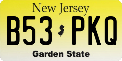 NJ license plate B53PKQ