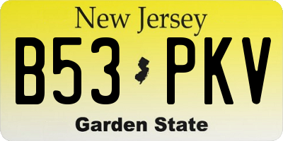 NJ license plate B53PKV
