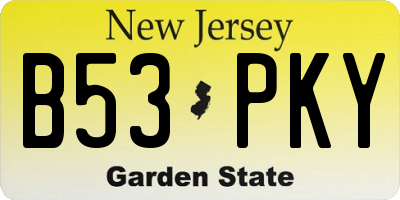 NJ license plate B53PKY