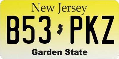 NJ license plate B53PKZ