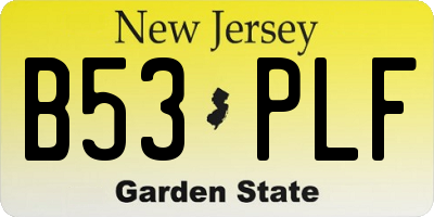 NJ license plate B53PLF
