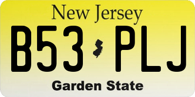 NJ license plate B53PLJ