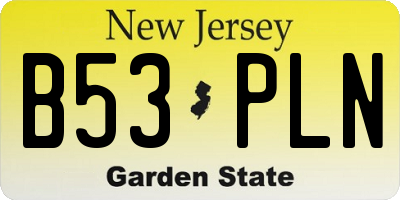 NJ license plate B53PLN