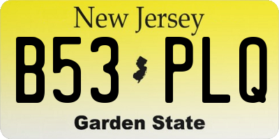 NJ license plate B53PLQ