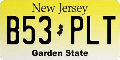 NJ license plate B53PLT