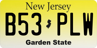 NJ license plate B53PLW