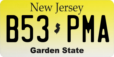 NJ license plate B53PMA