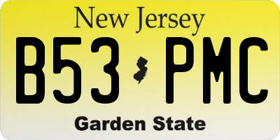 NJ license plate B53PMC