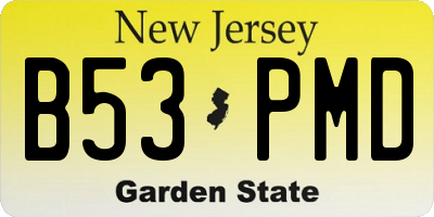NJ license plate B53PMD