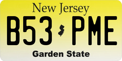 NJ license plate B53PME