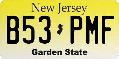 NJ license plate B53PMF